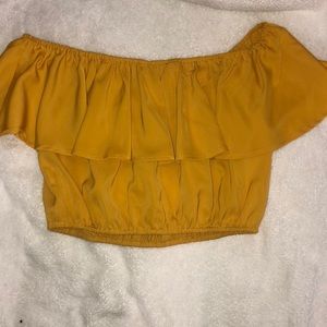 Forever 21 Yellow ruffled tube top